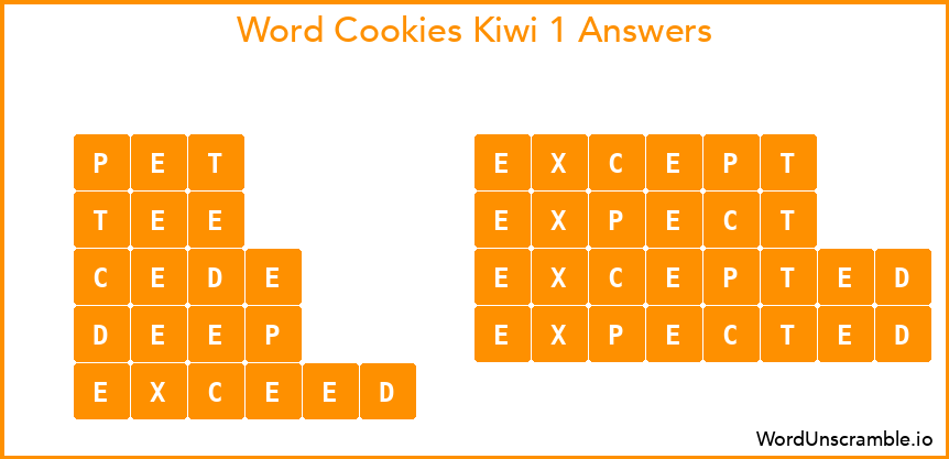 Word Cookies Kiwi 1 Answers
