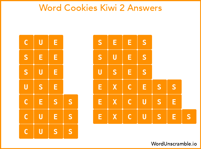 Word Cookies Kiwi 2 Answers