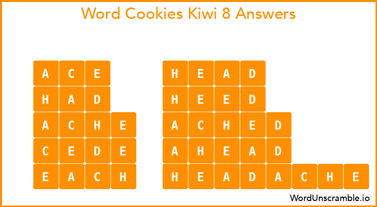 Word Cookies Kiwi 8 Answers