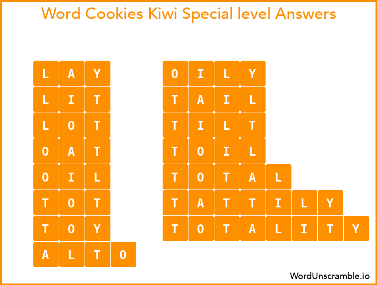 Word Cookies Kiwi Special level Answers