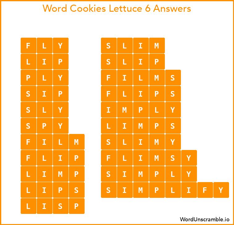 Word Cookies Lettuce 6 Answers
