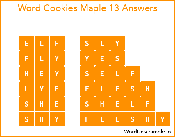 Word Cookies Maple 13 Answers