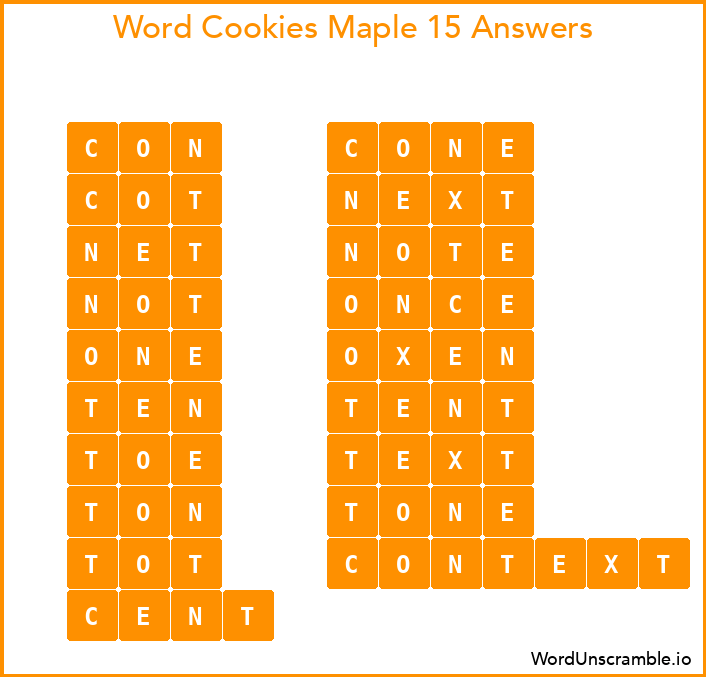 Word Cookies Maple 15 Answers