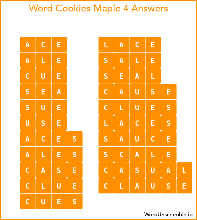 Word Cookies Maple 4 Answers