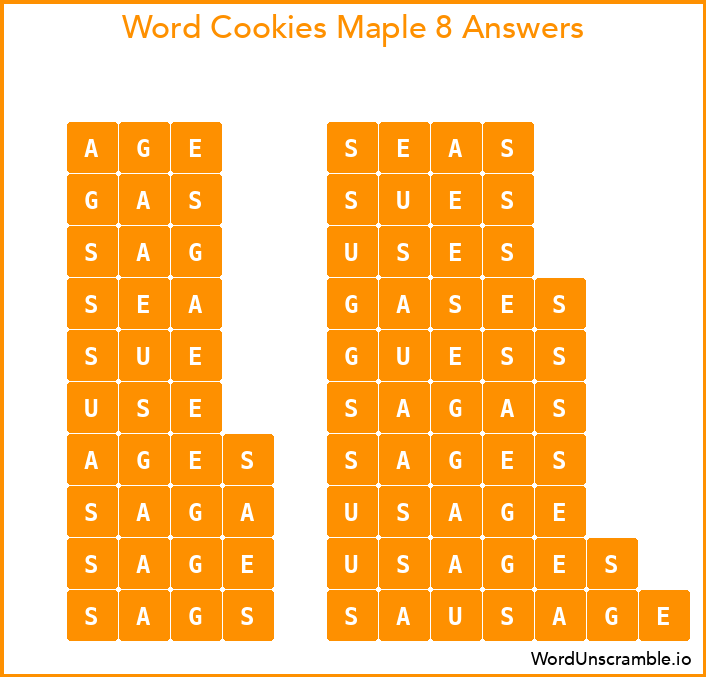 Word Cookies Maple 8 Answers