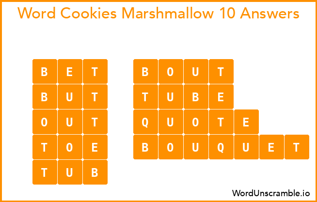 Word Cookies Marshmallow 10 Answers