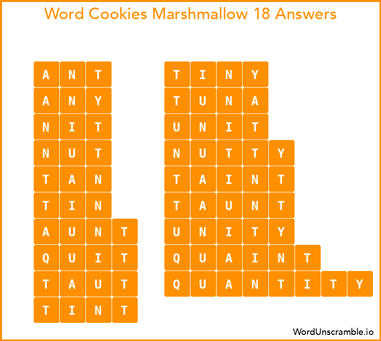 Word Cookies Marshmallow 18 Answers