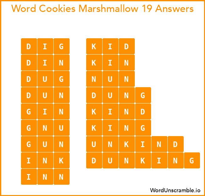 Word Cookies Marshmallow 19 Answers