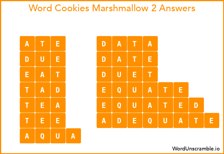 Word Cookies Marshmallow 2 Answers