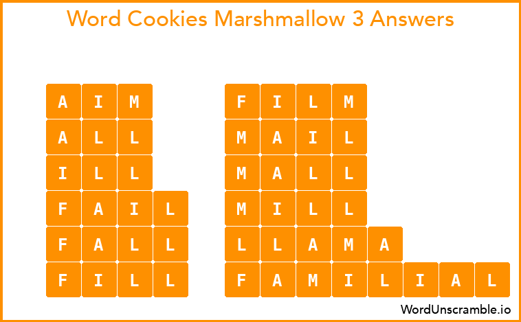 Word Cookies Marshmallow 3 Answers
