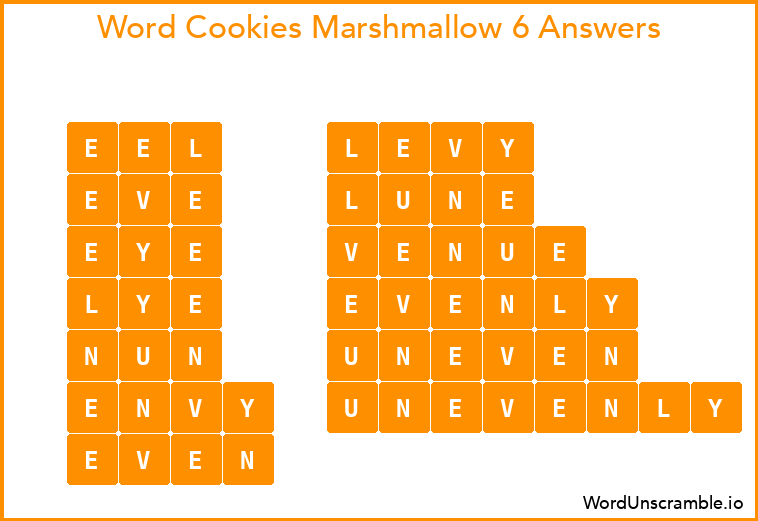 Word Cookies Marshmallow 6 Answers