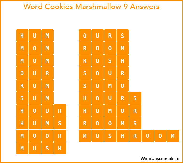 Word Cookies Marshmallow 9 Answers