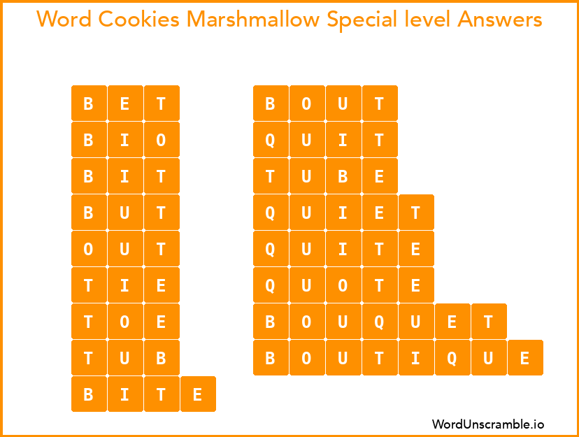 Word Cookies Marshmallow Special level Answers