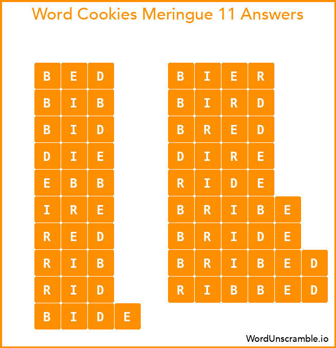 Word Cookies Meringue 11 Answers