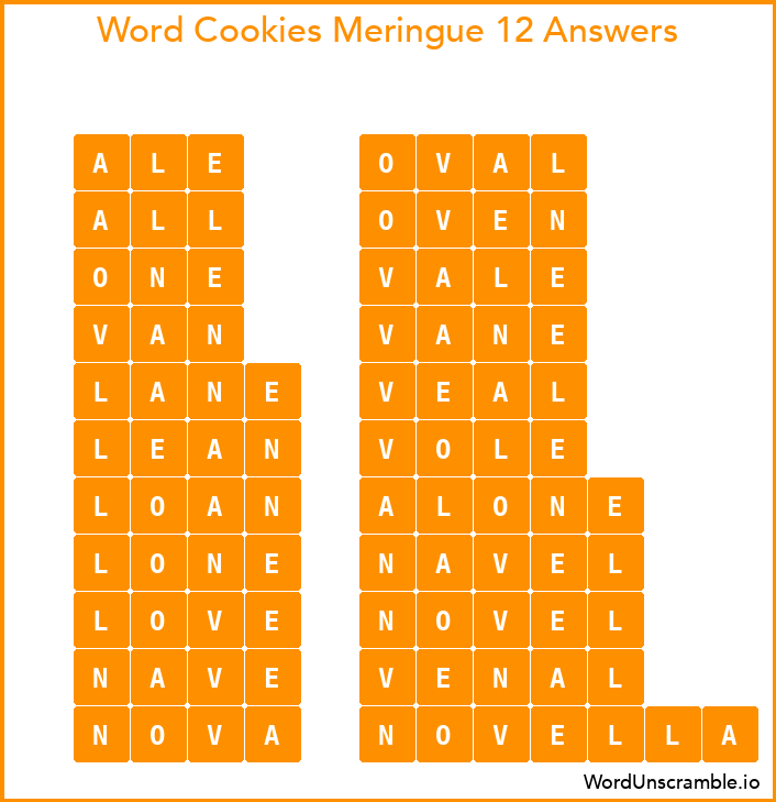 Word Cookies Meringue 12 Answers