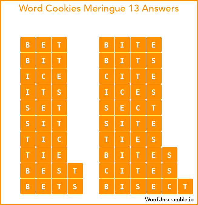 Word Cookies Meringue 13 Answers