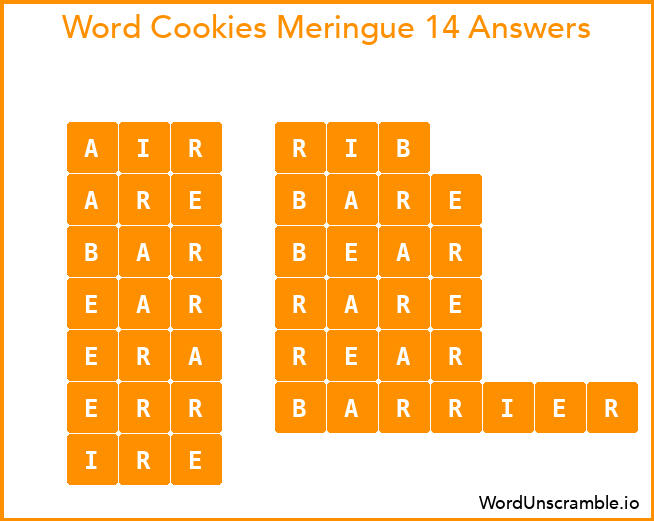 Word Cookies Meringue 14 Answers