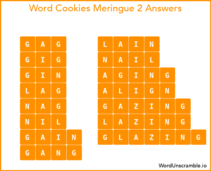 Word Cookies Meringue 2 Answers