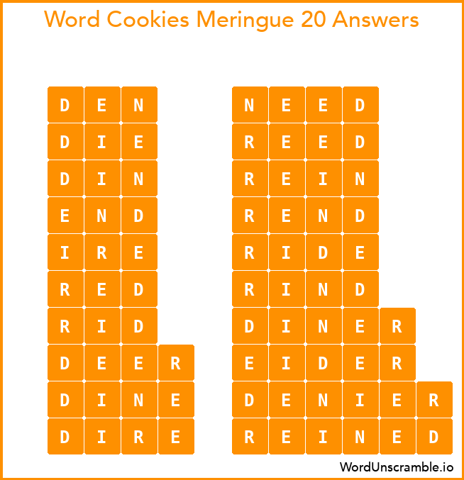 Word Cookies Meringue 20 Answers