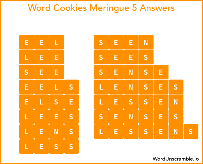 Word Cookies Meringue 5 Answers