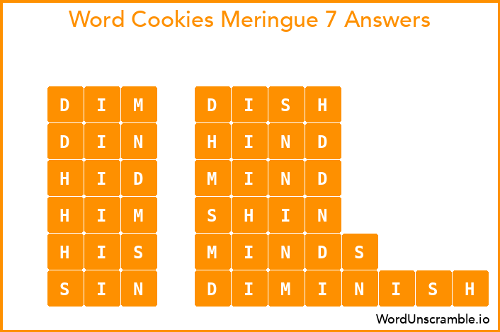 Word Cookies Meringue 7 Answers