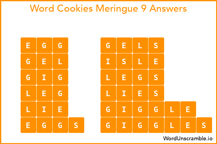 Word Cookies Meringue 9 Answers