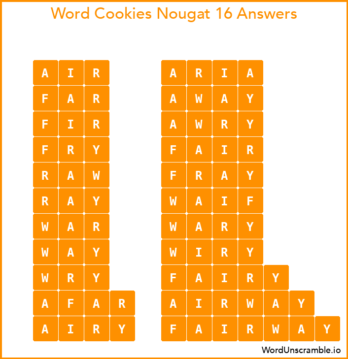 Word Cookies Nougat 16 Answers
