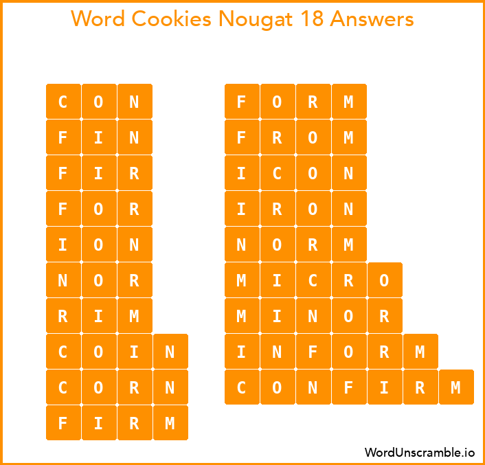 Word Cookies Nougat 18 Answers