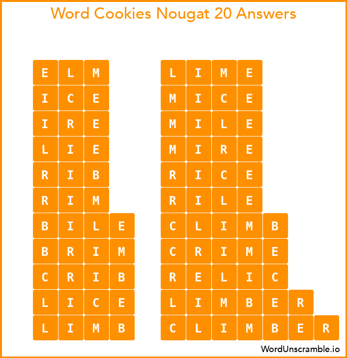 Word Cookies Nougat 20 Answers