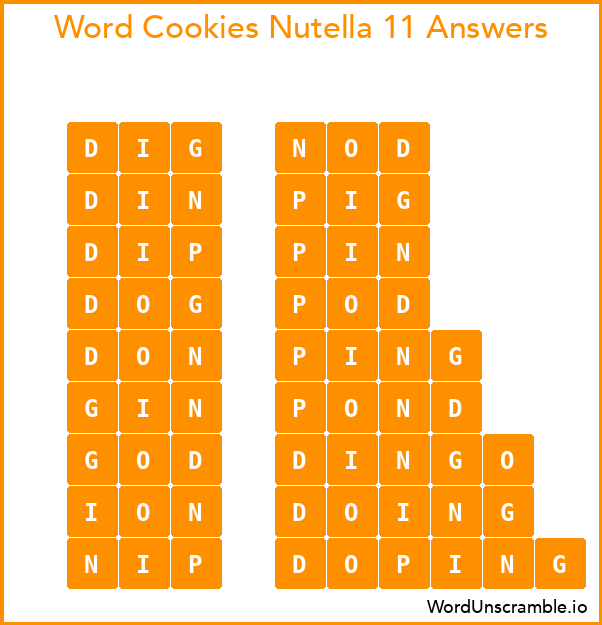 Word Cookies Nutella 11 Answers