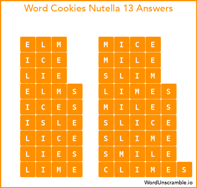 Word Cookies Nutella 13 Answers