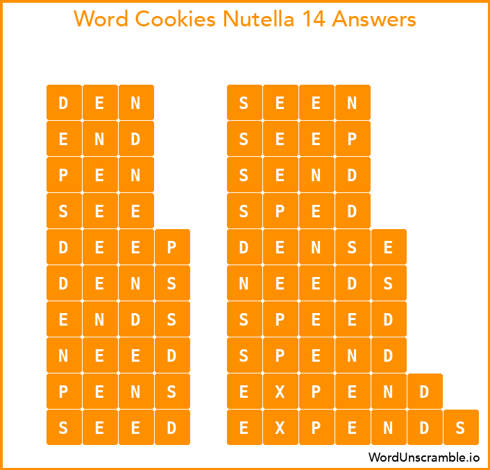 Word Cookies Nutella 14 Answers