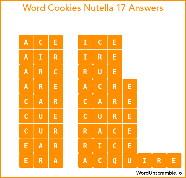 Word Cookies Nutella 17 Answers