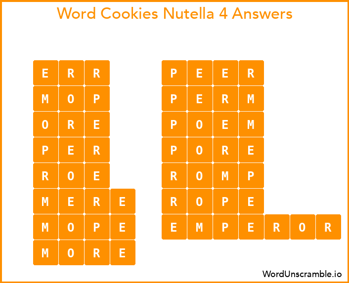 Word Cookies Nutella 4 Answers