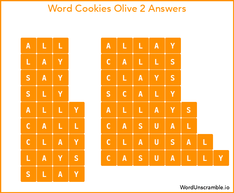 Word Cookies Olive 2 Answers