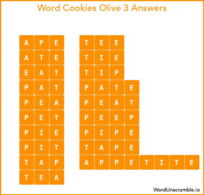 Word Cookies Olive 3 Answers
