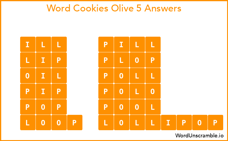 Word Cookies Olive 5 Answers