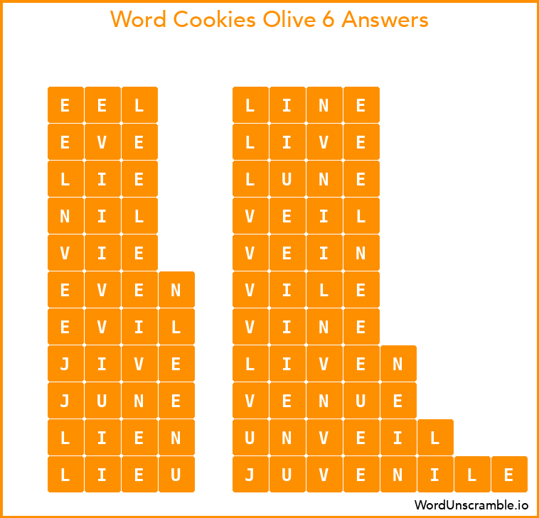 Word Cookies Olive 6 Answers
