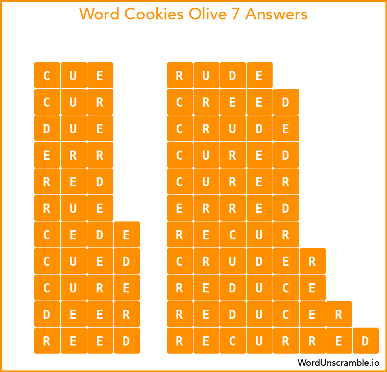 Word Cookies Olive 7 Answers