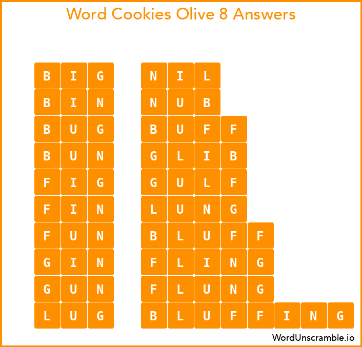 Word Cookies Olive 8 Answers