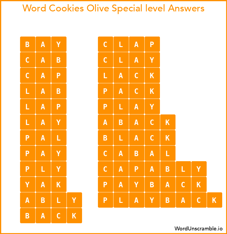 Word Cookies Olive Special level Answers