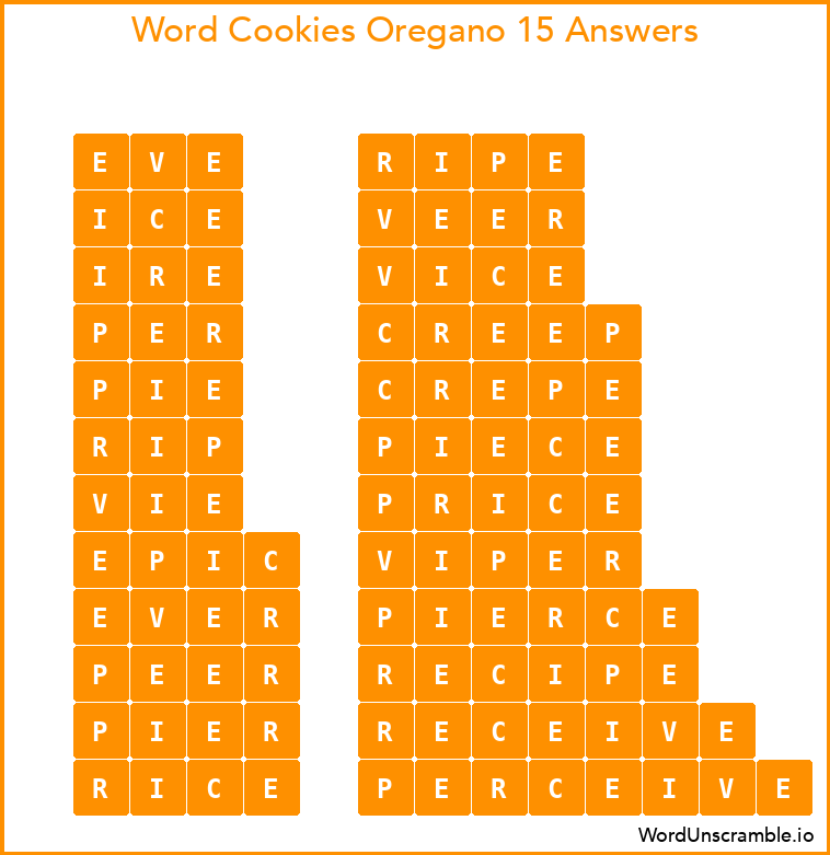 Word Cookies Oregano 15 Answers