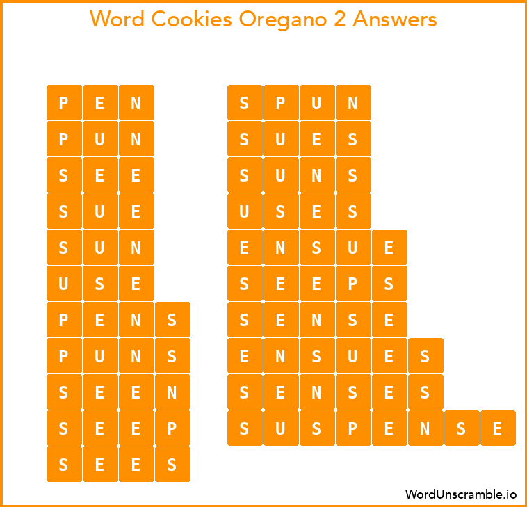 Word Cookies Oregano 2 Answers