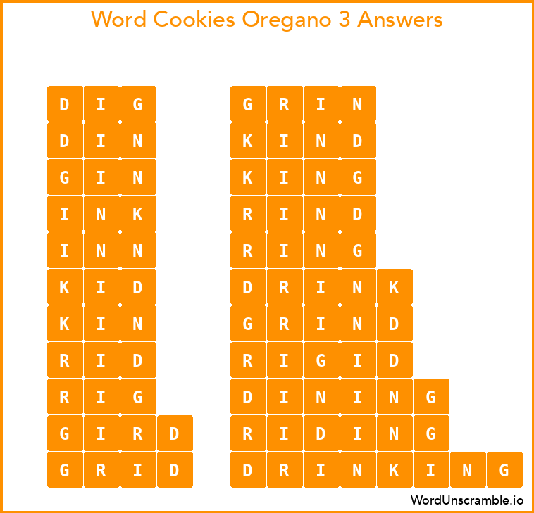 Word Cookies Oregano 3 Answers