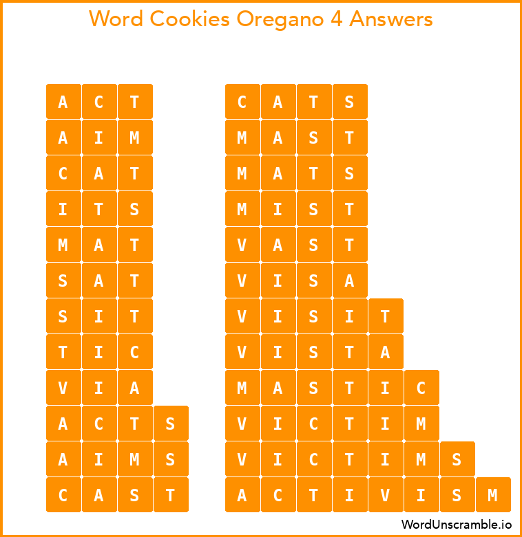 Word Cookies Oregano 4 Answers