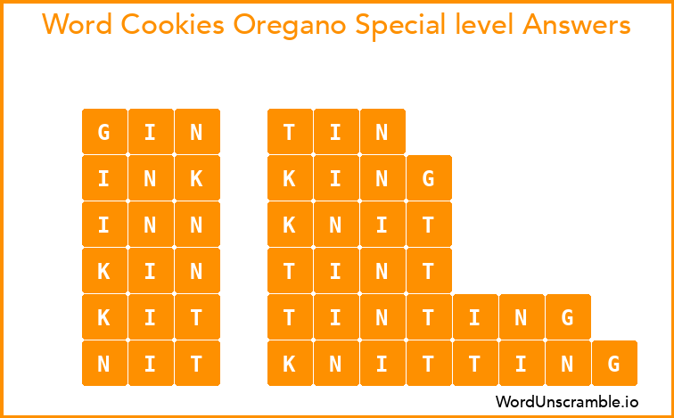 Word Cookies Oregano Special level Answers