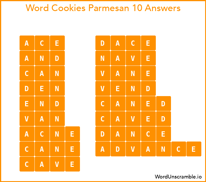 Word Cookies Parmesan 10 Answers