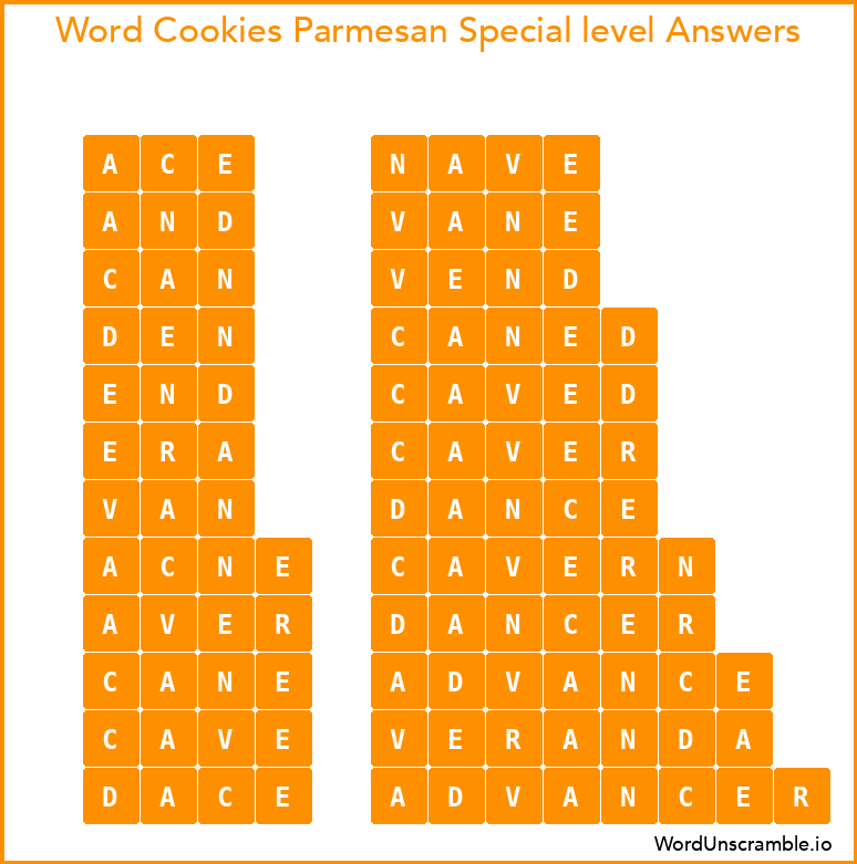 Word Cookies Parmesan Special level Answers