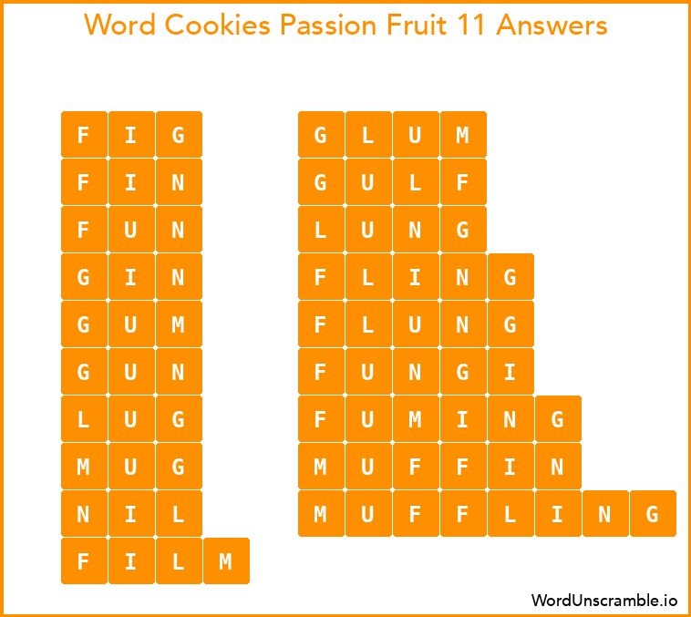 Word Cookies Passion Fruit 11 Answers