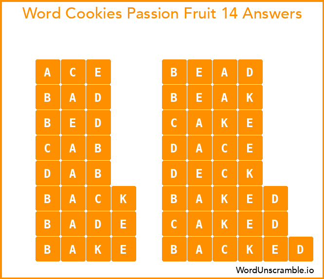 Word Cookies Passion Fruit 14 Answers